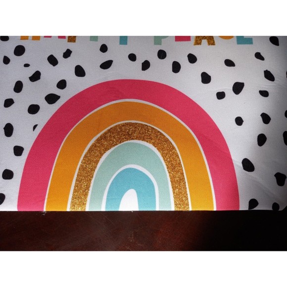 NEW Rainbow Happy Place Polka Dot Boho Beach Tote Travel Shopping Bag Glitter - Picture 13 of 16